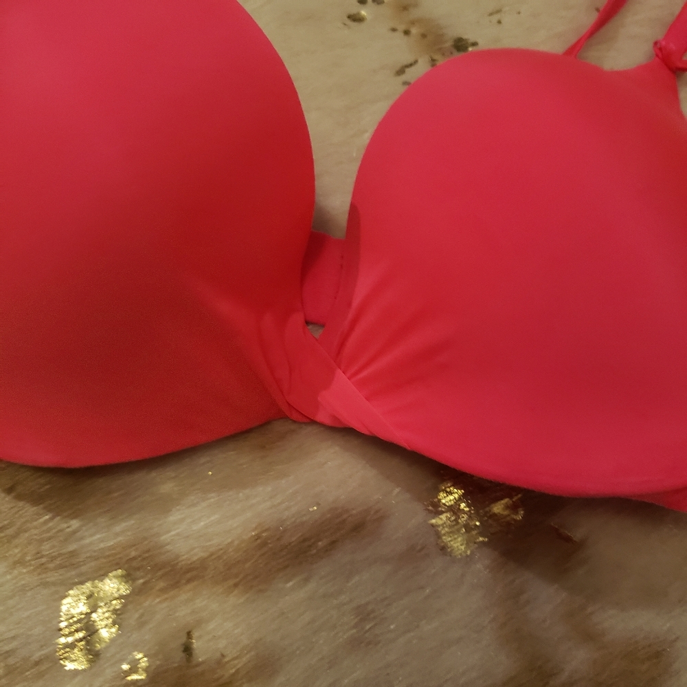 Victoria's Secret 32D Plunge Hot Pink Push Up Bra - Picture 4 of 8